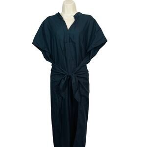 Vince Tie Front Draped Cotton Dress V Neck Workwear Smart Casual Cute Staple - S